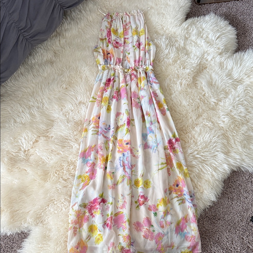 Zara Floral Maxi Dress - Pink, Yellow, Green